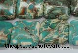 CAT90 15.5 inches 20*20mm square dyed natural aqua terra jasper beads