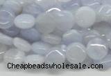 CBC11 15.5 inches 10mm flat round blue chalcedony beads wholesale