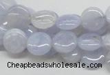 CBC12 15.5 inches 12mm flat round blue chalcedony beads wholesale