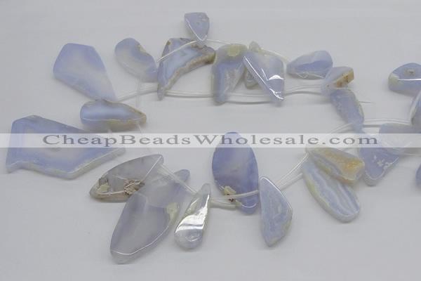 CBC15 15.5 inches freeform blue chalcedony beads wholesale