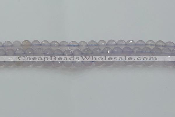 CBC436 15.5 inches 8mm faceted round purple chalcedony beads