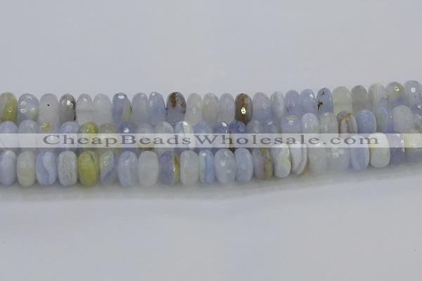 CBC467 15.5 inches 7*12mm faceted rondelle blue chalcedony beads