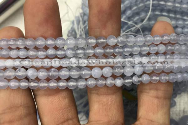 CBC718 15.5 inches 4mm round blue chalcedony gemstone beads