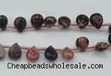 CBD15 6*8mm top-drilled teardrop brecciated jasper gemstone beads