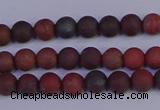 CBD360 15.5 inches 4mm round matte poppy jasper beads wholesale