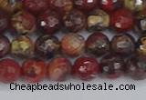 CBD369 15.5 inches 6mm faceted round brecciated jasper beads