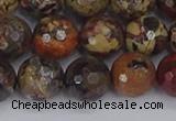 CBD371 15.5 inches 10mm faceted round brecciated jasper beads