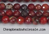 CBD375 15.5 inches 4mm faceted round poppy jasper beads