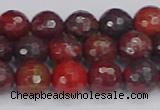 CBD377 15.5 inches 8mm faceted round poppy jasper beads