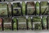 CBG82 15.5 inches 6*18mm & 11*18mm rondelle bronze green gemstone beads