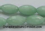 CBJ16 15.5 inches 12*22mm faceted rice jade beads wholesale