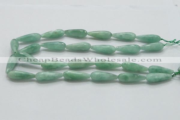 CBJ26 15.5 inches 10*30mm faceted teardrop jade beads wholesale