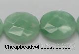 CBJ39 15.5 inches 25mm faceted flat round jade beads wholesale