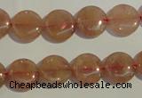 CBQ16 15.5 inches 12mm flat round strawberry quartz beads wholesale