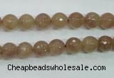 CBQ212 15.5 inches 8mm faceted round strawberry quartz beads