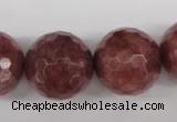 CBQ218 15.5 inches 20mm faceted round strawberry quartz beads