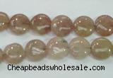 CBQ235 15.5 inches 10mm flat round strawberry quartz beads