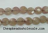 CBQ240 15.5 inches 8mm faceted coin strawberry quartz beads