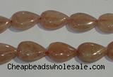 CBQ25 15.5 inches 10*14mm flat teardrop strawberry quartz beads