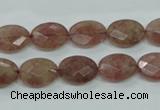 CBQ252 15.5 inches 10*14mm faceted oval strawberry quartz beads