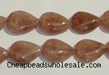 CBQ26 15.5 inches 12*16mm flat teardrop strawberry quartz beads