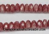 CBQ265 15.5 inches 5*10mm faceted rondelle strawberry quartz beads