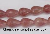 CBQ269 15.5 inches 10*15mm faceted teardrop strawberry quartz beads