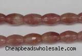 CBQ270 15.5 inches 8*12mm faceted rice strawberry quartz beads