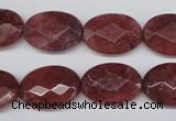 CBQ278 15.5 inches 13*18mm faceted oval strawberry quartz beads