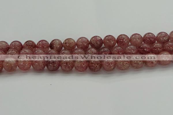 CBQ304 15.5 inches 12mm round natural strawberry quartz beads