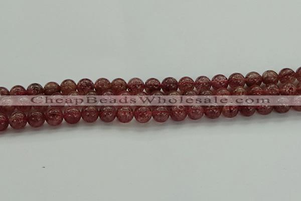 CBQ312 15.5 inches 8mm round natural strawberry quartz beads