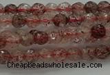 CBQ320 15.5 inches 4mm faceted round strawberry quartz beads