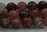 CBQ322 15.5 inches 8mm faceted round strawberry quartz beads