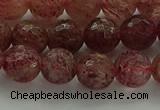 CBQ332 15.5 inches 8mm faceted round strawberry quartz beads