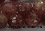 CBQ335 15.5 inches 14mm faceted round strawberry quartz beads