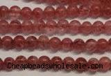 CBQ351 15.5 inches 6mm round natural strawberry quartz beads