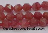 CBQ431 15.5 inches 6mm faceted nuggets strawberry quartz beads