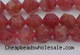 CBQ432 15.5 inches 8mm faceted nuggets strawberry quartz beads