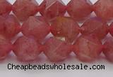 CBQ433 15.5 inches 10mm faceted nuggets strawberry quartz beads