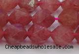 CBQ434 15.5 inches 12mm faceted nuggets strawberry quartz beads