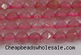 CBQ436 15.5 inches 6mm faceted nuggets strawberry quartz beads