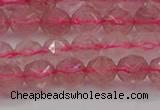 CBQ437 15.5 inches 8mm faceted nuggets strawberry quartz beads