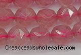 CBQ439 15.5 inches 12mm faceted nuggets strawberry quartz beads