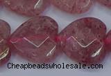 CBQ472 15.5 inches 18mm faceted heart strawberry quartz beads