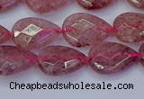 CBQ476 15.5 inches 10*14mm faceted flat teardrop strawberry quartz beads