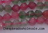 CBQ681 15.5 inches 6mm faceted nuggets mixed strawberry quartz beads