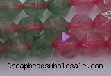 CBQ682 15.5 inches 8mm faceted nuggets mixed strawberry quartz beads