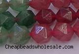 CBQ683 15.5 inches 10mm faceted nuggets mixed strawberry quartz beads