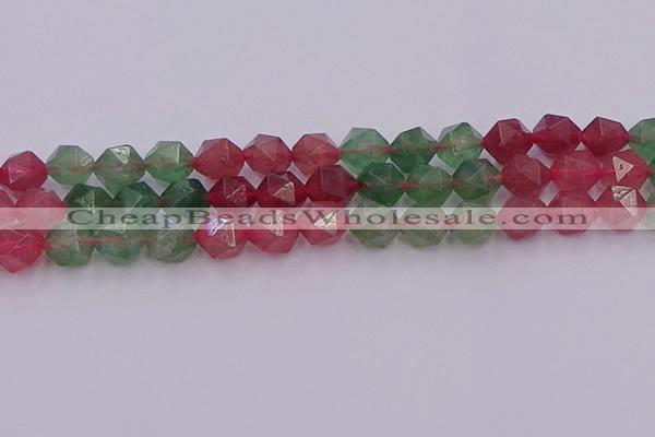 CBQ684 15.5 inches 12mm faceted nuggets mixed strawberry quartz beads