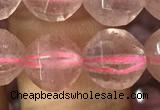 CBQ692 15.5 inches 10mm faceted round strawberry quartz beads